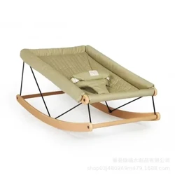 Chaise berçante en bois pour bébé, berceau apaisant pour bébé, porte-jouets, coussin en bois massif pour bébé