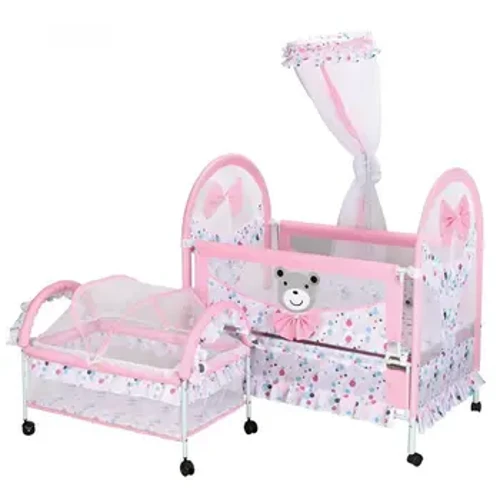 2 in 1 Baby Crib at Cradle na may kulambo, Multifunctional Kids Bed Infant Bassinet