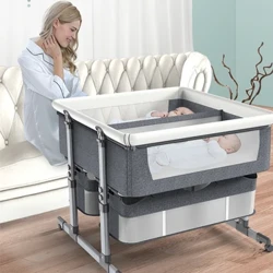 Twins taşınabilir çıkarılabilir beşik katlanabilir yükseklik ayarı dikiş büyük yatak bebek beşiği yatak bb yatak