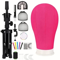 22 inch canvas pruik hoofdstandaard, pruik stand statief met hoofd, mannequin hoofd voor pruiken, oefenpop canvas blok hoofd set maken display