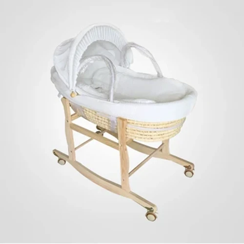 Cesta de madera maciza para bebé, cuna para dormir para coche de recién nacido, cuna portátil para bebé con rueda para 0 a 24 meses