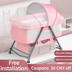 Culla mobile pieghevole regolazione in altezza cuciture letto grande culla per bambini letto bb letto anti-fuoriuscita di latte portatile