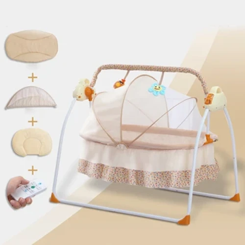 Aml-swyddogaeth Plygadwy Cludadwy Crud Meddwl Trydan Newydd-anedig Gwely Bassinet Babanod Newydd gydag Addasiad Aml-Ystod Cerddoriaeth