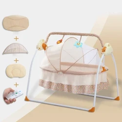 Aml-swyddogaeth Plygadwy Cludadwy Crud Meddwl Trydan Newydd-anedig Gwely Bassinet Babanod Newydd gydag Addasiad Aml-Ystod Cerddoriaeth