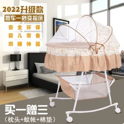 Nôi Cho Bé Giường Nhỏ Nôi Giường Sơ Sinh Nôi Giường Có Lưới Chống Muỗi Đa Năng Thoải Mái BB Giường Có Con Lăn Giỏ Ngủ