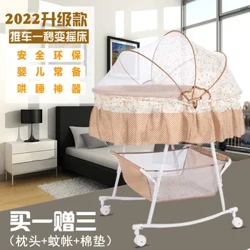 Berço do bebê cama pequena berço recém-nascido cama com mosquiteiro multifuncional conforto cama bb com rolo cesta de dormir