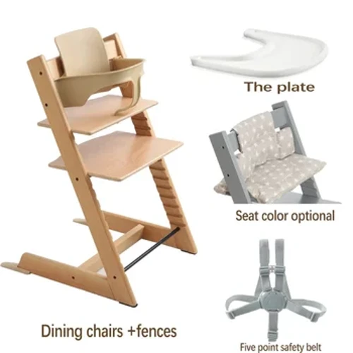 Silla Trona para Bebé 34 x 18 x 22" Silla de Madera Natural para niños