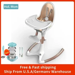 Ghế ăn dặm cho bé Hot Mom có ​​thể điều chỉnh chiều cao ghế, Ghế ăn có chỗ để chân, Khay có thể tháo rời, Đệm da PU