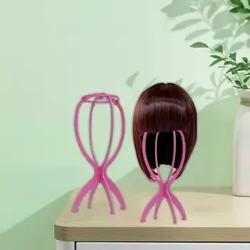 Perücke Display Stand Portable Klappbar Solid Faarf Hut Hoerstéck Halter Huel Net geknéit Plastik Fraen Perücke Verlängeren Hoer Stand