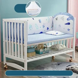Crib Leanbh Ilfheidhmeach Dath Bán, Cot Cradle BB Nuabheirthe Adhmad Soladach, Is Féidir Leaba Mhór a splicing
