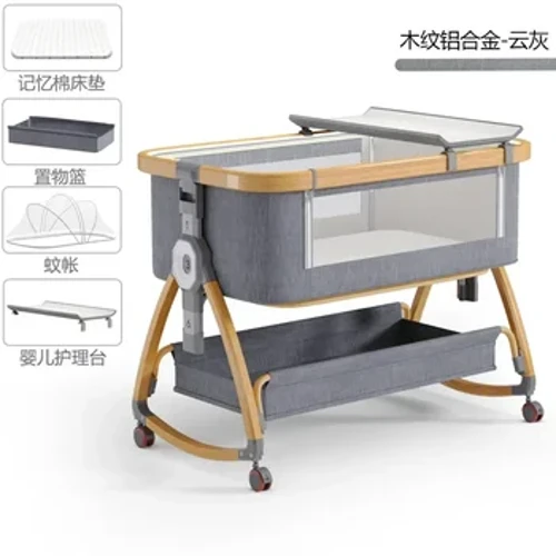 2024Crib Nyfødt seng Skjøting Stor seng Baby Crib Bb Crib Cradle Seng Multifunksjonell Mobil og sammenleggbar