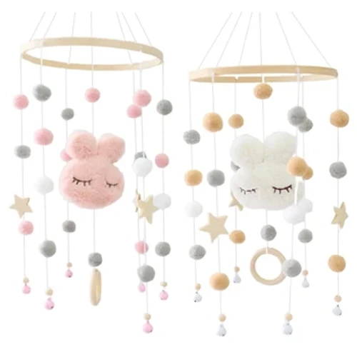 Baby Crib Mobil rangle Windchime Ull Baller Perler Seng Bell Wind Chime Sykepleie Barnerom Hengende dekorasjon 85DE