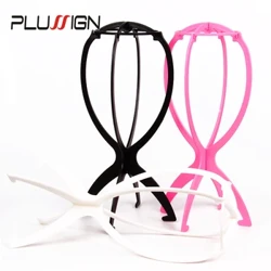Rosa Bianco Nero Testa del supporto per parrucca Supporto per parrucca in plastica Supporto pieghevole portatile per lo styling Asciugatura Display da viaggio per le donne 1 pezzo