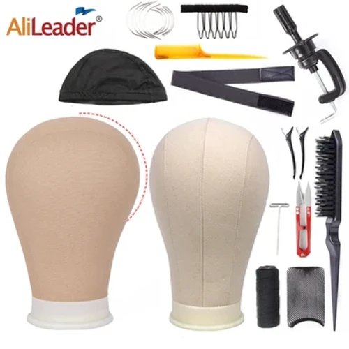 Alileader Huấn Luyện Đầu Manocanh Vải Khối Đầu Màn Hình Tạo Kiểu Hình Nộm Manikin Đầu Tóc Giả Đứng Tự Do Được T Kim Giá Đỡ