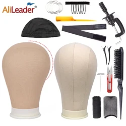 Alileader Training Manequin Head Canvas Block Head Display Styling Manequin Head Wig Stojalo Brezplačno Dobite T Needle Držalo