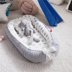 Cama de ninho para bebê, 85*50cm, com travesseiro, berço portátil, cama de viagem, infantil, berço de algodão para recém-nascidos, berço, amortecedor