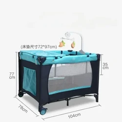 Berço do bebê dupla camada jogo cama king portátil dobrável bebê bb cama berço recém-nascido com mosquiteiro