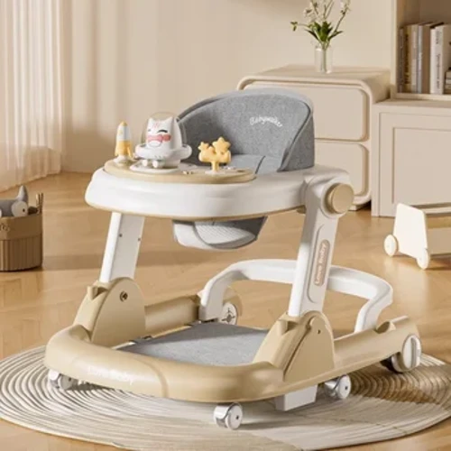 Baby multi-functional anti-O-leg anti-rollover trolley baby can sit on a multi-mode switching walker