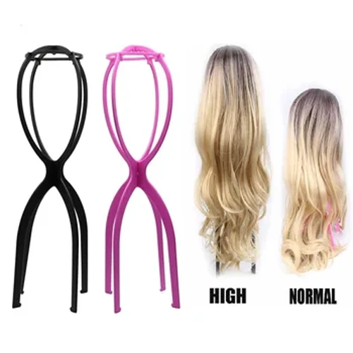 50cm 블랙/핑크 색상 Ajustable 높은 가발 스탠드 플라스틱 가발 홀더 휴대용 접는 스타일링 디스플레이 여성 긴 가발