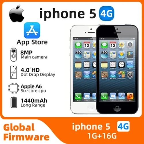 Lietots oriģinālais Apple iPhone 5 atbloķēts mobilais tālrunis iOS 16/32/64GB sudraba melns opcijai 4,0" IPS ekrāns 8MP kamera lietots tālrunis