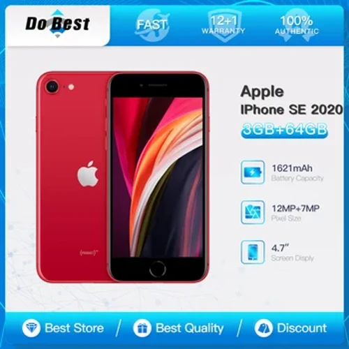 Original Apple iPhone SE 2020 4G Telefoni Fe'avea'i Fa'aaogaina 4.7'' 3G RAM 64/128/256GB ROM NFC A13 Hexa Core Telefoni Fe'avea'i 12MP+7MP Telefoni Tele