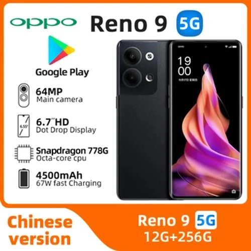 Oppo Reno9 5G Android разблокирован, 6,7 дюйма, 12 ГБ ОЗУ, 256 ГБ ПЗУ, все цвета, в хорошем состоянии, оригинальный использованный телефон