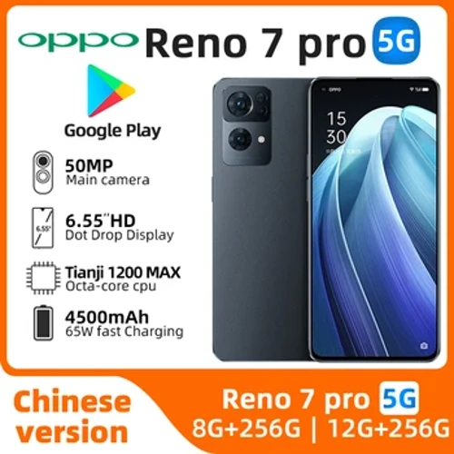 OPPO RENO7PRO 5G Android Kilidi açıldı 6.55 inç 12GB RAM 256GB ROM Tüm renklerde iyi durumda Orijinal Kullanılmış Telefon