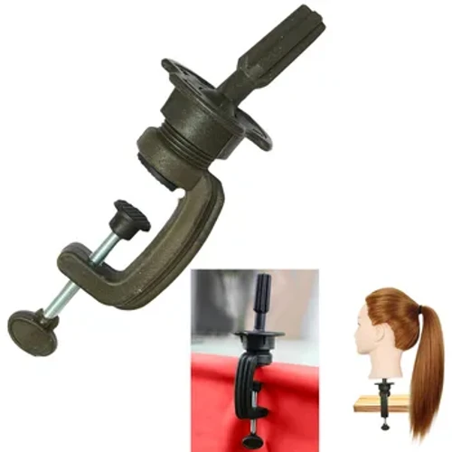 Tête d'entraînement pour cheveux longs, modèle de coiffure, support à pince, Mannequin d'entraînement factice, porte-perruque en plastique robuste noir
