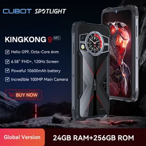 I-Cubot KingKong 9, i-Helio G99, isikrini esingu-120Hz 6.583-Intshi, i-smartphone eqinile, 24GB RAM(12+12GB Extended), 256GB ROM, 100MP Ikhamera,NFC