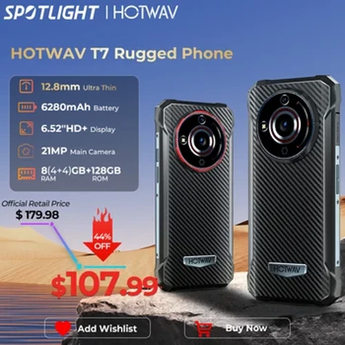 [Pasaules pirmizrāde] HOTWAV T7 izturīgais viedtālrunis 6,52 collu HD+ īpaši plāns 6280 mAh akumulators Mobilais tālrunis 21 MP aizmugurējais Android 13 mobilais tālrunis