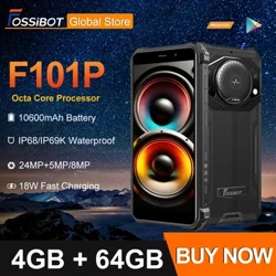 Smartphone robust FOSSIBOT F101 P Octa Core, 10600 mAh, telefon mobil 4 GB 64 GB, cameră de 24 MP, ecran HD de 5,45 inchi, telefon mobil rezistent la apă IP68