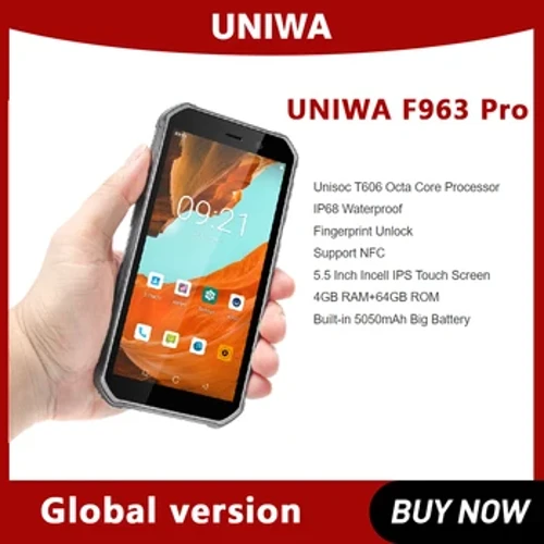 UNIWA F963 Pro Rugged Smartphone 5.5 Inch 4GB RAM+64GB ROM Outdoor IP68 Waterproof Android13 Handheld PDA mobile phone with NFC