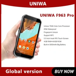 UNIWA F963 Pro Robust smartphone 5,5 tommer 4GB RAM+64GB ROM Udendørs IP68 Vandtæt Android13 håndholdt PDA mobiltelefon med NFC
