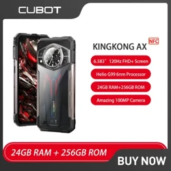 Cubot KINGKONG AX Rugged Smartphone Android 14 24GB RAM+256GB ROM Octa Core Mobiltelefon 100MP 33W Snabbladdning 4G Mobiltelefon NFC