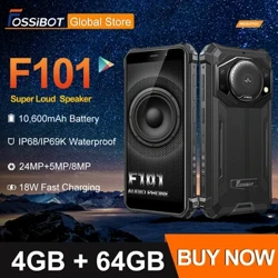 FOSSiBOT F101 Robustes Smartphone, 10600 mAh Akku, 4 GB 64 GB Handy, 24 MP Kamera, 5,45" HD Bildschirm, IP68 Wasserdichtes Handy