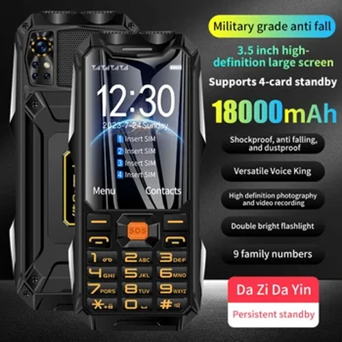 Ffôn Symudol Rhwydwaith YEEMI Q9 GSM 2G 4 Cardiau SIM Bar Garw Ffôn Symudol 3.5Inch HD Arddangos Batri Mawr Llais Uchel i'r Henoed