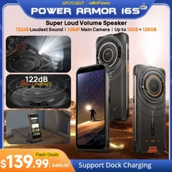 【Premiere byd】 Ulefone Power Armour 16S Ffôn clyfar gwrth-ddŵr garw NFC 16GB + 128GB 50MP Camera 9600mAh Android 13 Phone Global