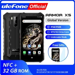 Ulefone Armor X5 MT6763 Octa core ip68 Smartphone robusto impermeabile Android 9.0 Telefono cellulare 3 GB 32 GB NFC 4G LTE Telefono cellulare