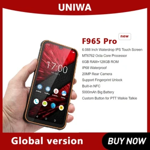 Smartphone robust UNIWA F965 Pro 6 inchi 6 GB RAM+128 GB ROM Telefon mobil global 4GI P68 PDA portabil Android13 rezistent la apă cu NFC