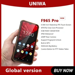 UNIWA F965 Pro Smartphone robusto 6 pollici 6 GB RAM + 128 GB ROM Telefono cellulare globale 4GI P68 Impermeabile Android13 PDA portatile con NFC