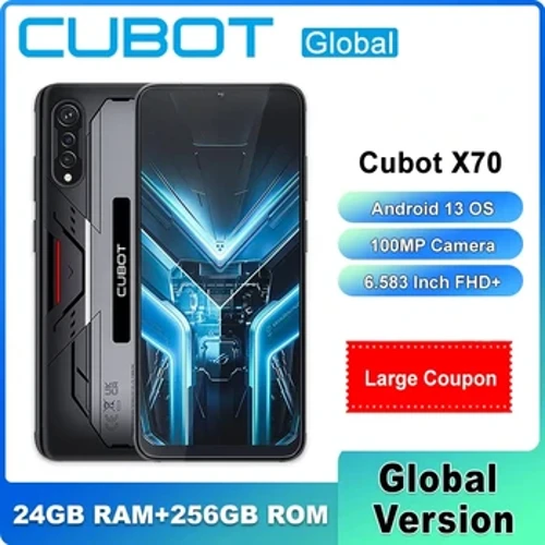 Cubot X70 6.583 Inch FHD+ Scáileán Android 13 Smartphone 24GB + 256GB Ceamara 100MP NFC 5200mAh Ceallraí Fón Dual SIM
