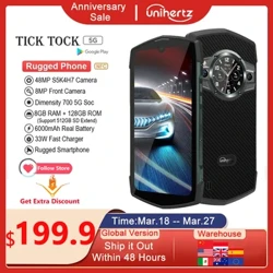 Unihertz Tick Tock 5G Rugged Waterproof Smartphone Android 8GB 128GB Octa Core 8MP 48MP Cellphone 6.3" Screen 6000mAh Phone
