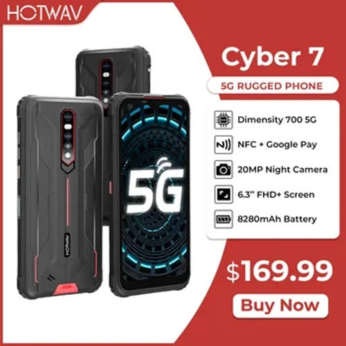 HOTWAV Cyber ​​7 5G Robustes Telefon 6,3 Zoll FHD+-Bildschirm 8 GB RAM 128 GB ROM 8280 mAh Akku Smartphone 48 MP Hauptkamera NFC-Telefon 2021