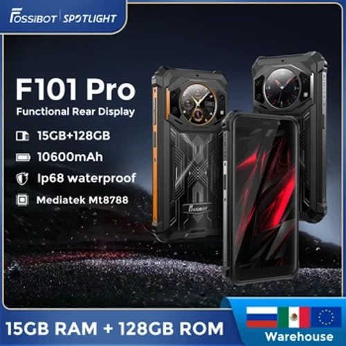 Fossibot F101Pro Sağlam Akıllı Telefon 15 GB + 128 GB Android 13 IP68 Su Geçirmez Cep Telefonu 10600 mAh NFC Cep Telefonu Küresel Sürüm