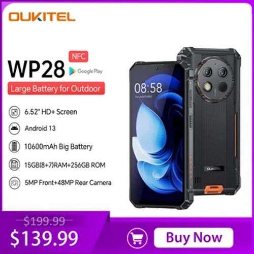 Oukitel WP28 Masungit 6.52'' HD+ 10600mAh 8GB+256GB Android13 48MP Camera
