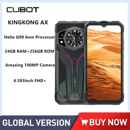 Cubot KINGKONG AX Smartphone robusto à prova d'água 6.583 polegadas FHD + Octa Core 24GB + 256GB Android 14 Celular 100MP 33W Carga rápida