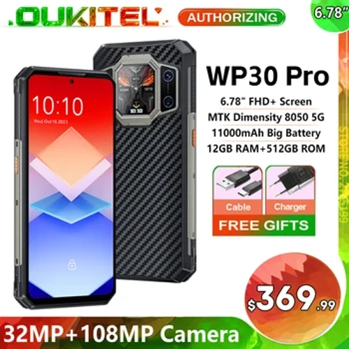 Oukitel WP30 Pro 120W 5G Rugged Phone android 13 12GB+512GB 11000 mAh 6.78" FHD+ Mobile Phone 108MP Cell Phone Global