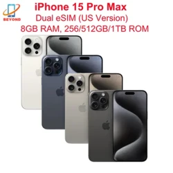 I-iPhone 15 Pro Max Dual eSIM 6.7" Genuine LTPO Super Retina XDR OLED Face ID NFC A17Pro 8GB 256/512GB/1TB 98% Iselula Entsha ye-5G