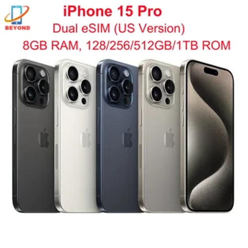 iphone 15 pro deuol ESIM 6.1 "GENUINE LTPO SUPER RETINA XDR OLED 128/256/512GB/1TB 8GB Face ID NFC A17PRO 98% Ffôn Cell 5G Newydd