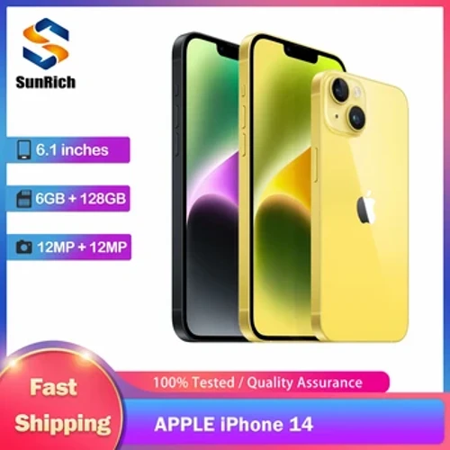 Oriģinālais atbloķēts Apple iPhone 14 5G mobilā tālruņa sejas ID NFC 6,1 collu 6 GB RAM 128 GB/256 GB/512 GB ROM 12 MP A15 seškodolu viedtālrunis